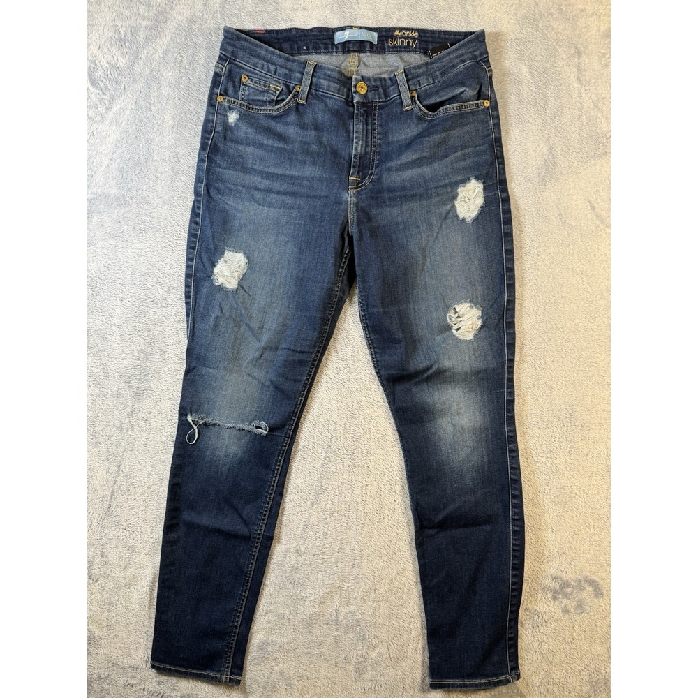 7 For All Mankind Blair Ankle Skinny Jeans Womens 30 Dark Denim 30x28 3307–8